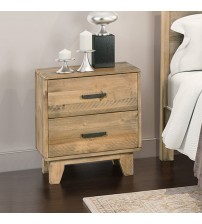 Woodland Solid Timber 2 Drawers Bedside Table in Rustic Texture